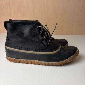 Sorel Women’s Waterproof Duck Boots Black Ankle Natural Rubber Size 8